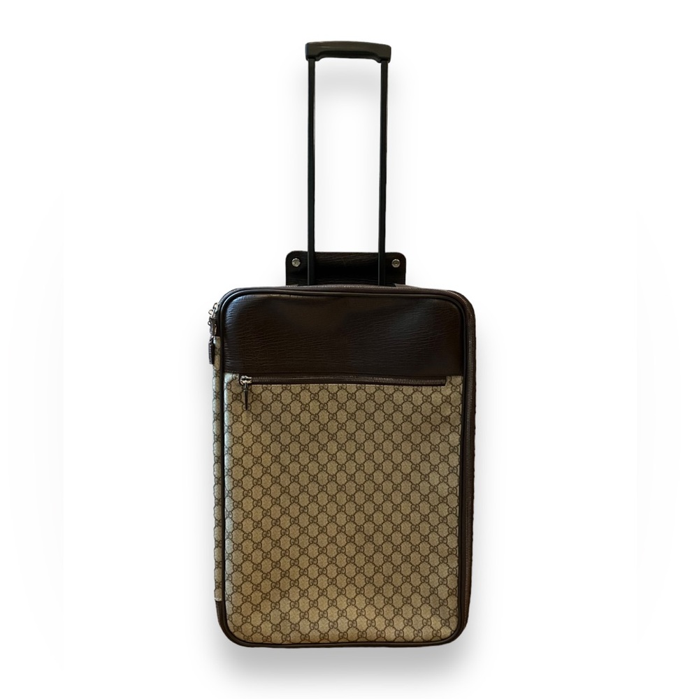 GUCCI GG Plus Monogram Large Trolley Luggage Suitcase in Dark Brown